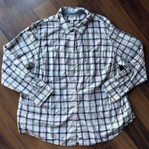 St. John's Bay women's plaid button-up shirt‎ Pink Blue Size 0X